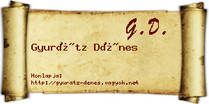 Gyurátz Dénes névjegykártya